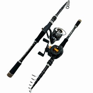 Varas GHOTDA Castting Spinning Combo Bass Fishing Rod e Baitcasting Fish Reel Ultralight Travel Set Pesca 1.8M 2.1M 2.4M 2.7M 3M