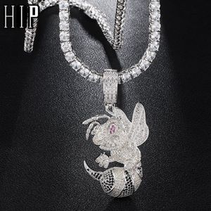 Hiphop ised ut bling kubik zirkon cz bönor halsband hängsmycken för män smycken med tenniskedja y1130310e