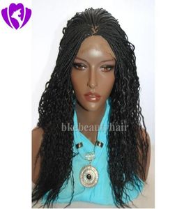 Stock schwarze mikrogeflochtene Perücke, synthetische Lace-Front-Perücken für afrikanische amerikanische Box-Zöpfe, Hochtemperatur-Frauen-Perücken. 6372166