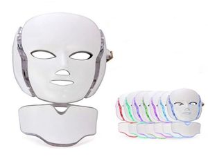 Lichttherapie-Gesichtsschönheits-Schlankheitsmaschine 7 LED-Gesichtshalsmaske mit Mikrostrom für Hautaufhellungsgerät DHL-Versand7683220