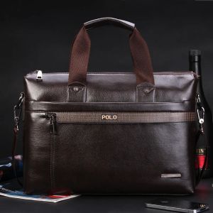 Ryggsäck företag pu läder mäns portfölj vintage handväska stor kapacitet manlig axel messenger väska mode 14 