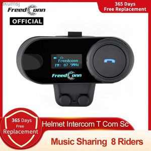 Cep Telefonu Kulaklıklar FreedConn Tcom SC Motosiklet Kask İntercom Kulaklık Bluetooth 6 Yol Kablosuz Motosiklet İnterphike Motor LCD Ekran FM Kulaklık YQ240304