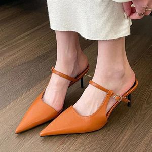 Slippers High Heels Sexy Women Summer Mules Shoes 2024 Fashion Pointed Toe Flip Flops Dress Slingback Sandals Pumps Mujer Slides