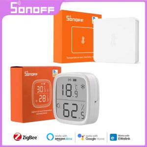 SONOFF SONOFF SNZB02D/SNZB02 SENSOR DE HUMIDADE DE TEMPERADORIA SMARTA DE ZIGBEE SMARTA COM CONTROLE DE VISÃO DO LCD VIA VIA VIA EWELink Alexa Google Home