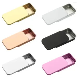 Makeup Brushes Metal Rectangular Empty Mini Tin Box Bins Jar Hinged Portable Containers Small Storage Tinplate Push Organizer Candy