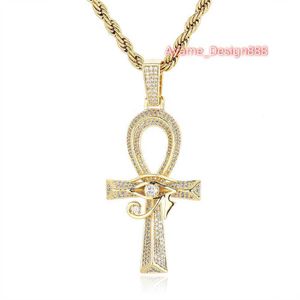 Colar personalizado moda simples jesus olho cruz gelo fora vvs moissanite diamante pingente 925 colar de prata