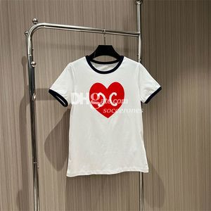 Designer Heart Shape Printed T Shirt Charm Short Sleeve Tops Tees Trendy Loose Tees Cropper Tops