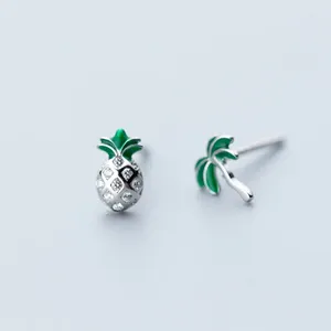 Studörhängen MloveAcc 925 Sterling Silver smycken Fashion Asymmetrisk frukt ananas kokosnötträd för kvinnor flickor