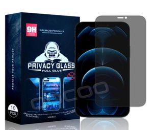 Anti Spy Privacy Screen Protector Case Friendly Full Glue 9H Hårdhet Hempergat glas för iPhone 14 13 12 11 Pro Max X Xs XR 7 8 PL7327270