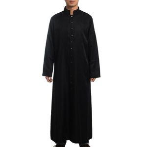 Roman Priest Cassock Costume Catholic Church Clergy Black Robe Gown Clergyman Vestments Single Breasted Button Adult Men Cosplay2489121