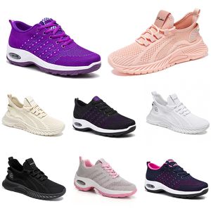 2024 Nya män Kvinnor Skor Vandring Running Flat Shoes Soft Sole Fashion Purple White Black Comfort Sports Color Blocking Q96-1 GAI