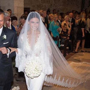 Nuova qualità Cattedrale taglio applique bordo velo da sposa bianco avorio veli da sposa uno strato romantico applique ricamato se7233935