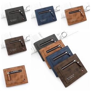 Wallets Multi-position Men's PU Leather Simple Letter Short Money Clip Change Purse Korean Style Coin Girls