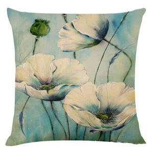 Printed Plant Butterfly Throw Pillow Case Decorative Cushion Case Pastoral Style Home Living Room Sofa Pillow Cover 45cm*45cm