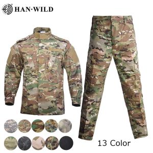 Män enhetlig Airsoft Camouflage Tactical Suit Camping Army Special Forces Combat JCCKets byxor Militar Soldatkläder