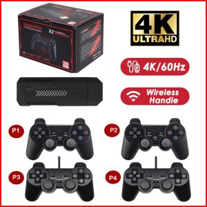 Konsoler GD10 Game Stick 4K 3D X2 Plus Game Console HD Output TV Game Stick 2.4G Dual Handle Portable Video Game Console för PS1 N64 Gift