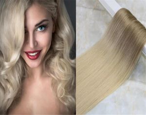 Tejp i ombre hårförlängningar pu hud hår weft balayage färg 8 ljusbrun till 613 blond färg 50g 20 st per paket6216250