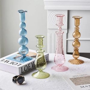 Świece Kreatywny szklany uchwyt domowy dom Wed Decor Wedding Jading Dekoracja nowoczesna przezroczysta kolor kryształowy