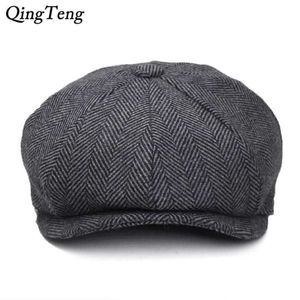 Plus size Peaky Blinders Men Beret Hat Autumn Vintage Herringbone Octagon Cap Casual Pumpkin Hat Gatsby Flat Beret 2260T