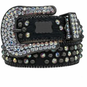 مصمم فاخر BB Belt Simon Belts for Men Women Black On Black Blue White Shiny Diamond Belt Multicolour مع Bling Rhinestons كهدية بالجملة