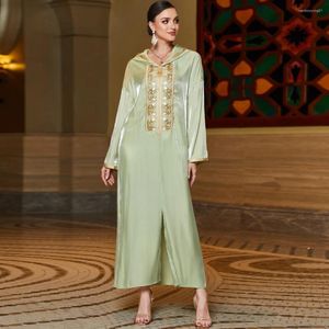 Roupas étnicas Eid Mubarak Djellaba Mulheres Muçulmanas Com Capuz Abaya Marroquino Noite Vestido Dubai Turquia Kaftan Islâmico Jalabiya Robe Vestido