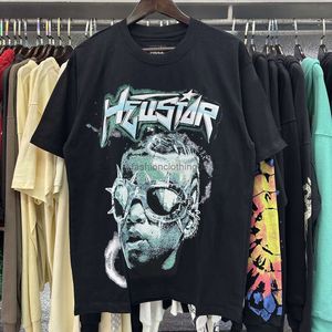 2024SS Fashion HellStar Shirt Mens Rappe Top High American Tide Brand Zabawna zabawna komiks angielski list z drukiem luźna w całym okrągłym kołnierzu T -koszulka Tide Tide Tide