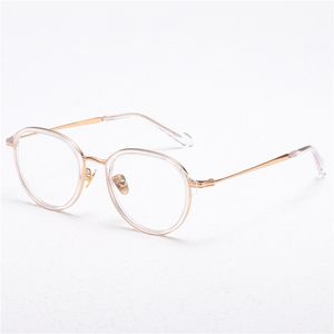 Optiska glasögon för män Kvinnor Retro Designer GMS-651TS Fashion Sheet Glasses Titanium Frame Detaljerad elasticitet Oval Style Anti-Blue Light Lens Plate with Box