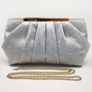 Evening Bags Retro Fashion Lace Bag For Women Gold Color Metal Chain Shoulder Crossbody Wedding Prom Party Clutches Handbag Purse