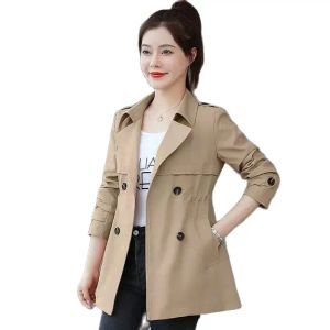 Trench 2023 Spring Autumn New Trench Coat Women's Medium Witer Auterwear Temperamento a vento a vento Drape Drape Over -Coat Tops