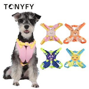 Harnesses Pet Cartoon Vest Harness Leashes Lightness Soft Explosionproof Shock for Small Medium Large Dogs Harness Outdoor Walk Running