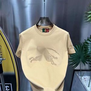 2024 New Summer Men's Embroidered Warhorse Trendy Brand Embroidered Round Neck Trendy Casual Fashion Versatile Short Sleeved T-shirt 82