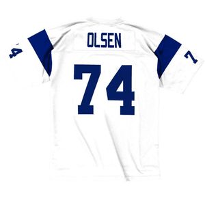 Dikişli Futbol Forması 74 Olsen 1969 Mavi Beyaz Mesh Retro Rugby Formaları Erkek Kadın ve Gençlik S-6XL