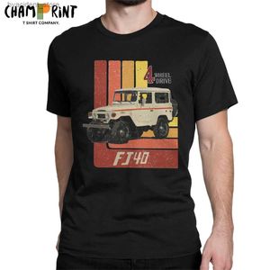 Mäns T-shirts Mens T-shirt Retro Land Cruiser FJ40 JDM Humoristiskt 100% bomullste-skjorta Kort ärm Top Speed ​​Car T-skjortor Toppar 4XL 5XL L240304