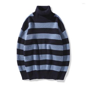 Männer Pullover Herbst Winter Mode Gestrickte Pullover Männer Rollkragen Pullover Gestreift S Casual Slim Fit Stricken