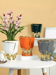 Keramikvase im nordischen Stil, Pflanzen, Bonsai-Töpfe, Heimdekoration, kreative Persönlichkeit, Tulpe, große Töpfe 240228