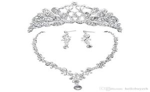 Corvi da sposa lucenti Accessori da sposa Accessori per gioielli da damigella d'onore Accessori da sposa Set Corona Collana Orecchini1493051