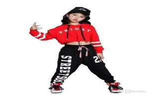 Meninas meninos solto jazz hip hop dança competição traje com capuz camisa topos calças adolescentes crianças breakdancing desempenho roupas pano5707619