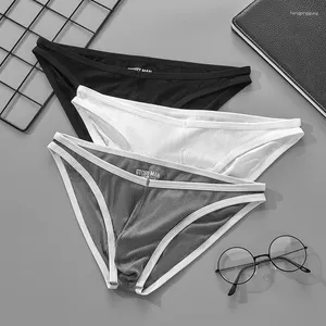 Underpants Men's V-shaped Waistband Single Layer Panties Gays U Convex Pouch Brief Thread Youth Low Waisted Breathable Underwear