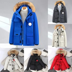 Canadian Fashion Original Designer Goose Down Jacket for Men and Women Universal White Duck Down Winter Warm Coat Natural Real Raccoon Fur Collar Down Jacket