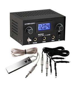 1 Set Tattoo World Dual Digital Tattoo Power Supply med fotpedal och 2 svart klippkabel1510336