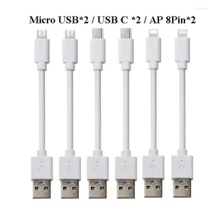 Короткий кабель 25 см, белый провод Micro USB Type C, зарядный шнур для Iphone Android 2A, зарядное устройство для мобильного телефона с быстрой зарядкой