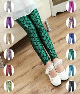 Baby Girl Mermaid Pants Kids Fish Skala Legginsy Styl mody Girl039s Syrenka ciasna skala rybna Błyszczące spodnie 8752966