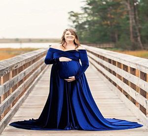 Ny Pleuche Maternity Dress Pography Långa graviditetsklänningar ELEGENCE MAXI MATERNAGE GOWN PO PROP FÖR PREGNAND WEMEN SHOT4596537