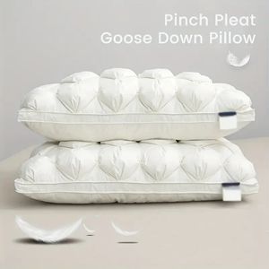 Peter Khanun Luxury Goose Down Feather Pillows Pinch Design Neck Skydd King Queen Bed Pillow 100% Cotton 0631 PCS 240304