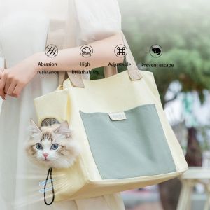 Kinderwagen Einfachheit Katze Leinwand Tasche Tragbare Haustier Tasche Große Kapazität Ausgehende Rucksack Katze Handtasche Mit Einstellbare Katze Zubehör