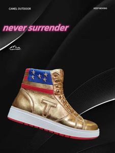 Обувь бывшего президента Дональда Трампа никогда не сдается баскетбол Повседневная обувь Трамп Высокие кроссовки Кроссовки с заклепками Повседневная мужская обувь на открытом воздухе золото Фуксия кроссовки для бега