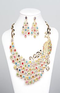 2020 Luxury Phoenix Wedding Accessories Rhinestones Necklace Earrings Bride Jewelry Sets Colorful Cheap Bridal Necklaces 150925922810