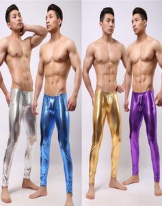 Whole2020 Man bekväm show Stage Performance Tight Elastic Pants Bright Color SilvergoldBlue Long Toning Leggin4339896