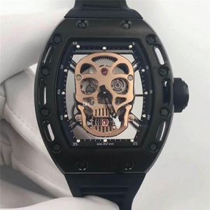 Top Tourbillon Uhr 052 Herrenuhr Schweizer Automatik 28800 VPH Saphirglas Totenkopf Zifferblatt Titanlegierung Edelstahl Herrenuhr3476