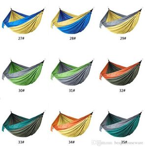 44 Colors Nylon Hammock With Rope Carabiner 10655 inch Outdoor Parachute Cloth Hammock Foldable Field Camping Swing Hanging Bed B5503974